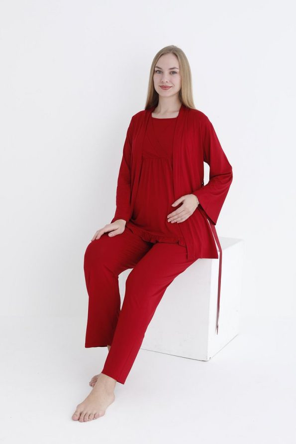 Miss World Lissa Nursing-Friendly Short Sleeve Pajama Set with Ruffle Details