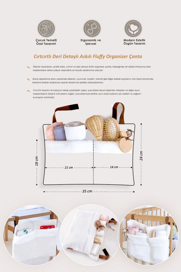 HAMUR Practical Hanging Organizer for Baby Stroller Beige