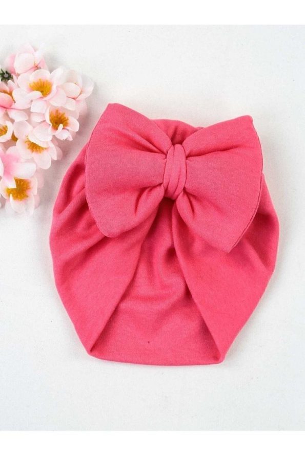 ÖZLEM BEBE Pink Bow Baby Bonnet