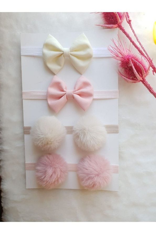 OCEAN STORE 4-Piece Bow and Pom-Pom Baby Bandana Set