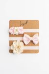 Pink Baby Bandana Set 0-24 Months with Organic Lace and Pearl Flower Design