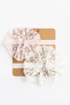 Girls' Baby Bandana Set with Rhinestone Lace Flower Bow (Pink-White)