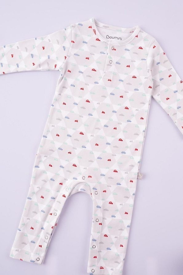 Boumini Baby Long Sleeve Snap Bodysuit Cars Gray