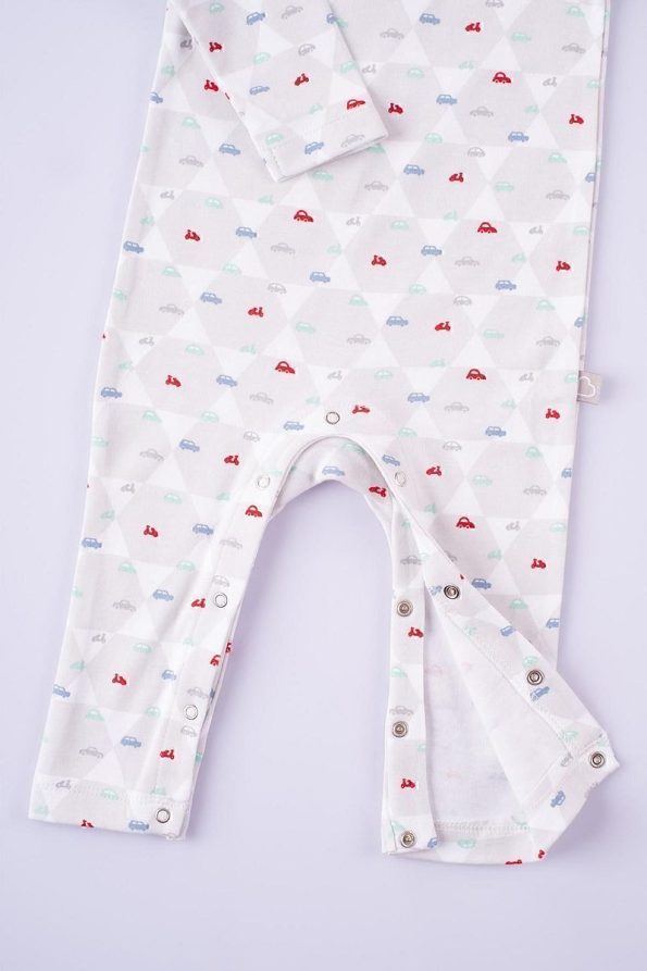 Boumini Baby Long Sleeve Snap Bodysuit Cars Gray