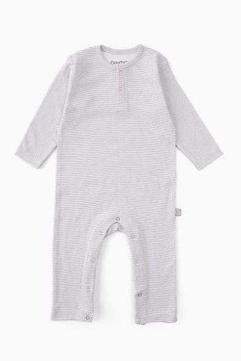 Boumini Baby Long Sleeve Snap Bodysuit Gray Striped