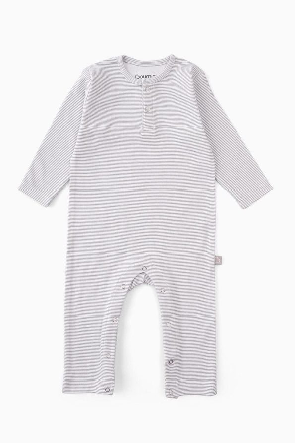 Boumini Baby Long Sleeve Snap Bodysuit Gray Striped