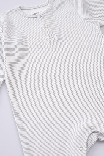 Boumini Baby Long Sleeve Snap Bodysuit Gray Striped