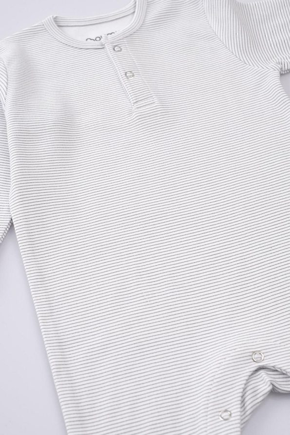Boumini Baby Long Sleeve Snap Bodysuit Gray Striped