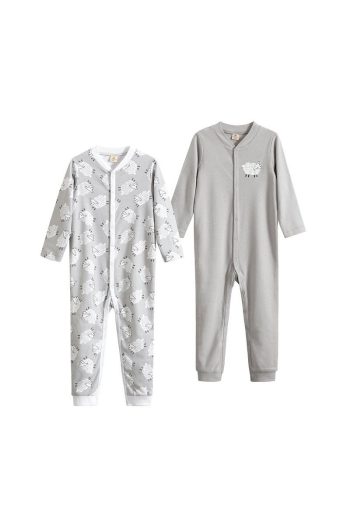 Molica Baby Unisex Printed Crew Neck Organic Cotton Baby Jumpsuit Set
