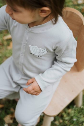 Molica Baby Unisex Printed Crew Neck Organic Cotton Baby Jumpsuit Set