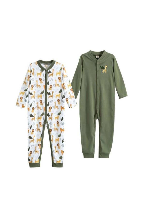 Molica Baby Unisex Printed Crew Neck Organic Cotton 2-Piece Baby Romper