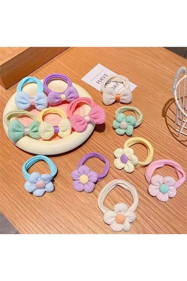 So Much Accessories Floral Soft Elastic Hair Tie Set in Soft Pastel Colors