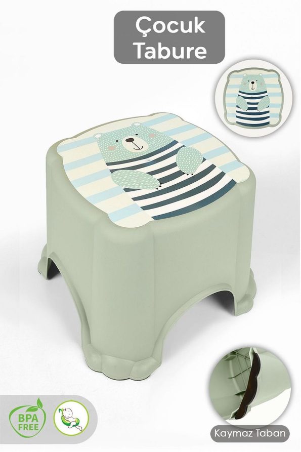 Meleni Baby Non-Slip Base Children's Stool - Figure Bath Sink Riser Stool - Green