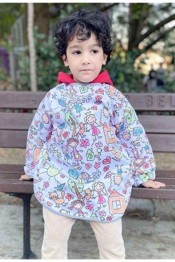 Yorni 4-7 Years Family Waterproof Machine Washable Long Sleeve Children's Activity Painting Apron