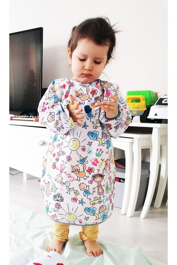 Yorni 4-7 Years Family Waterproof Machine Washable Long Sleeve Children's Activity Painting Apron