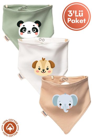 Miniel Unisex Newborn Organic Cotton Animal Print Bib Set