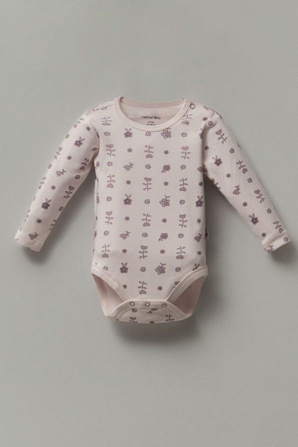 Mother Love Lilac Floral Bamboo & Cotton Long Sleeve Bodysuit