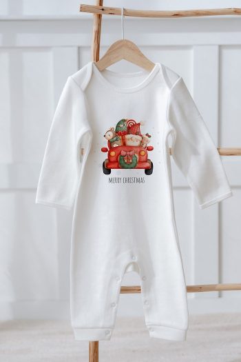 Lilabio 100% Organic Cotton Long Sleeve Christmas Themed Baby Bodysuit