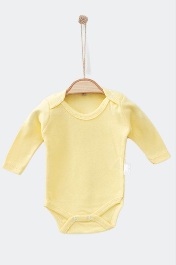 Bamoola 100% Organic Cotton Boys' Long Sleeve Bodysuit Set - Blue, Yellow, White
