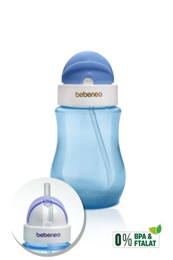 BEBENEO Straw Water Bottle 250 ml with Practical Lid