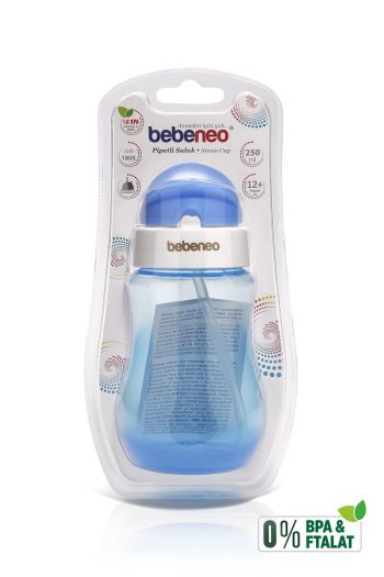 BEBENEO Straw Water Bottle 250 ml with Practical Lid