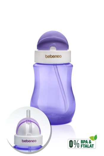 BEBENEO Straw Water Bottle 250 ml with Practical Lid