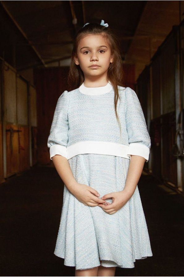 Augie Leauphant Blue Tweed Dress
