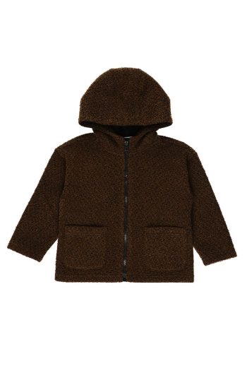 Boys' Hooded Brown Poncho Jacket