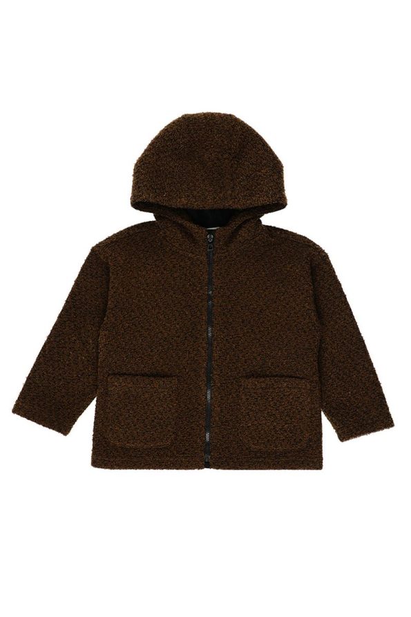 Boys' Hooded Brown Poncho Jacket