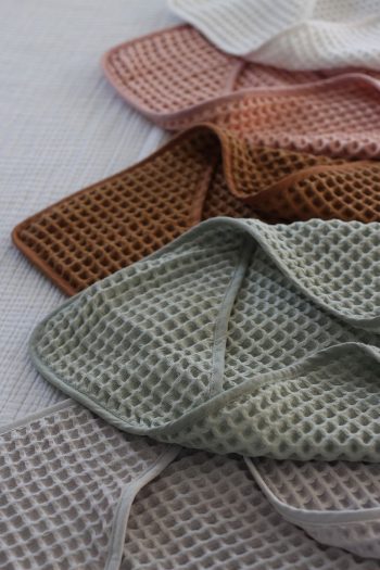 Mother's Voice Waffle Baby Towel Swaddle 100% Natural Cotton Hooded Baby Towel - 75x75 cm