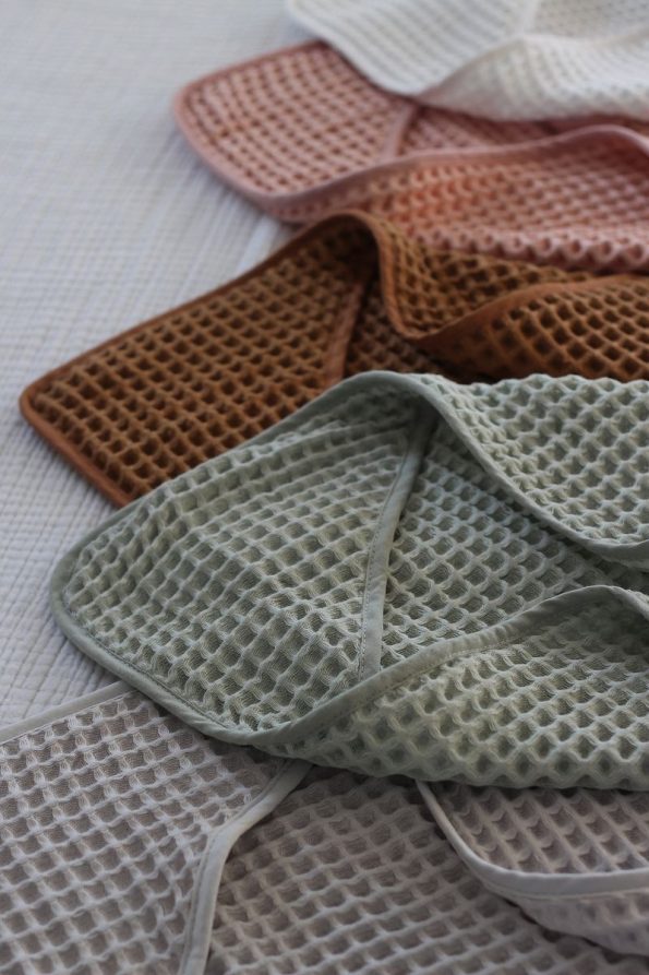 Mother's Voice Waffle Baby Towel Swaddle 100% Natural Cotton Hooded Baby Towel - 75x75 cm