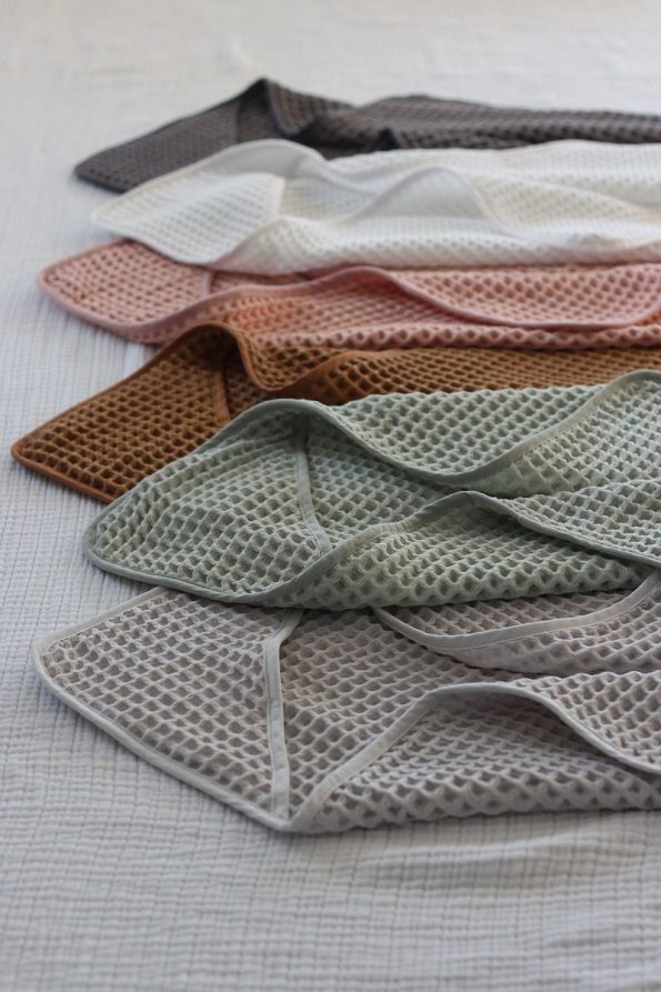 Mother's Voice Waffle Baby Towel Swaddle 100% Natural Cotton Hooded Baby Towel - 75x75 cm