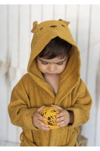Cherry Kids Bamboo Mustard Hooded Bathrobe