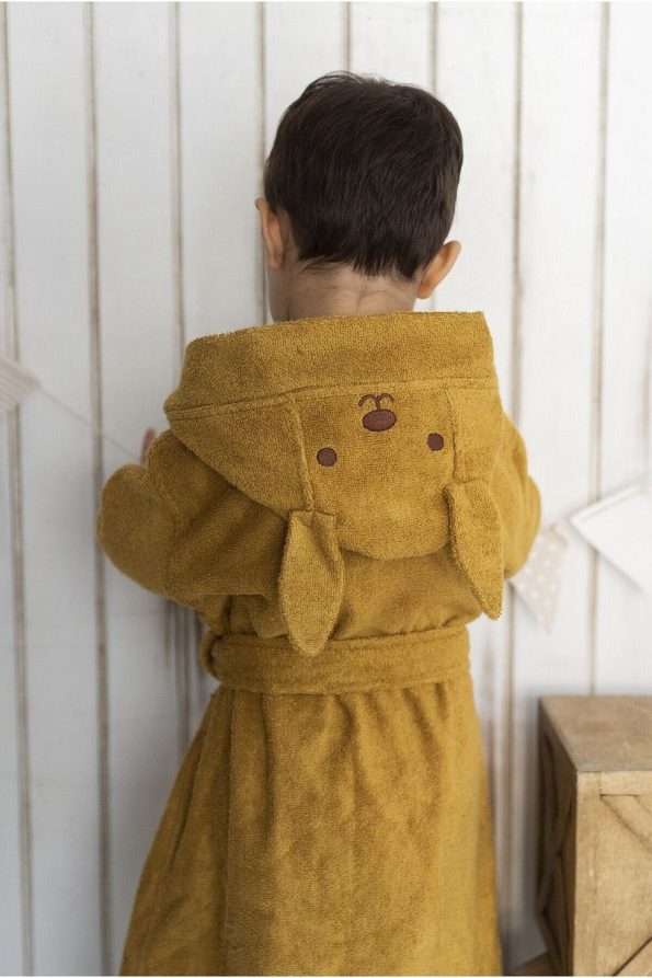 Cherry Kids Bamboo Mustard Hooded Bathrobe