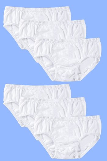 Star Emblem White Boys' Briefs 6-Pack 100% Cotton