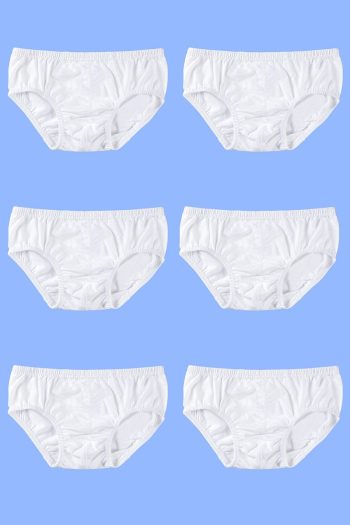Star Emblem White Boys' Briefs 6-Pack 100% Cotton