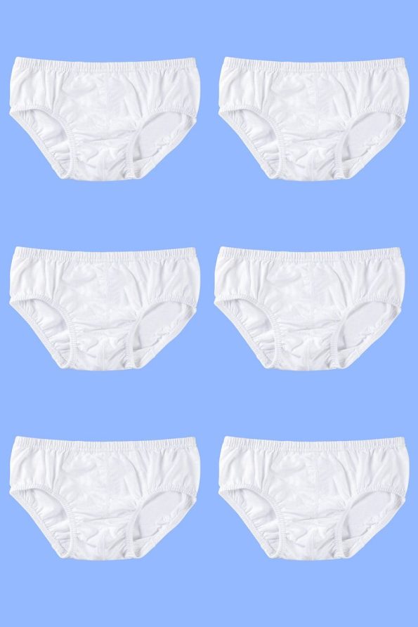 Star Emblem White Boys' Briefs 6-Pack 100% Cotton
