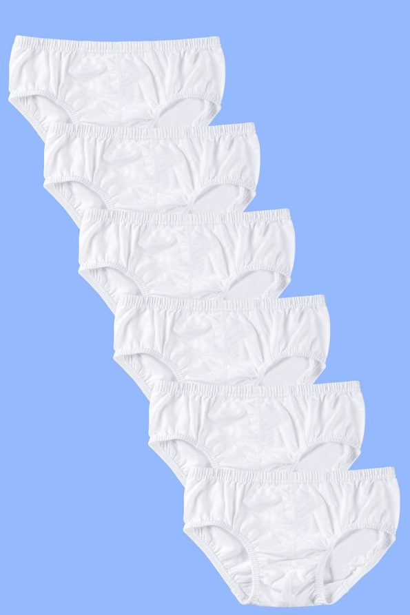 Star Emblem White Boys' Briefs 6-Pack 100% Cotton