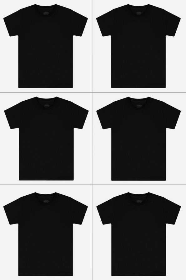 Star Emblem Boys' Black Crew Neck T-Shirt
