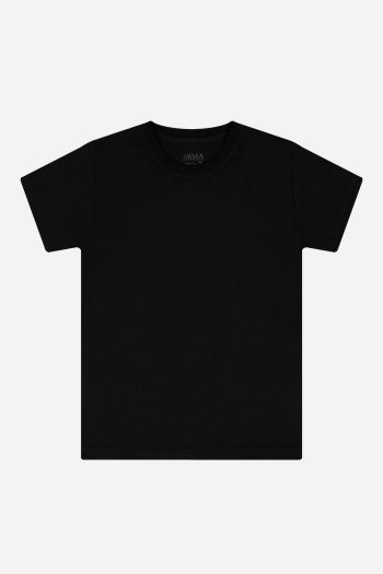 Star Emblem Boys' Black Crew Neck T-Shirt