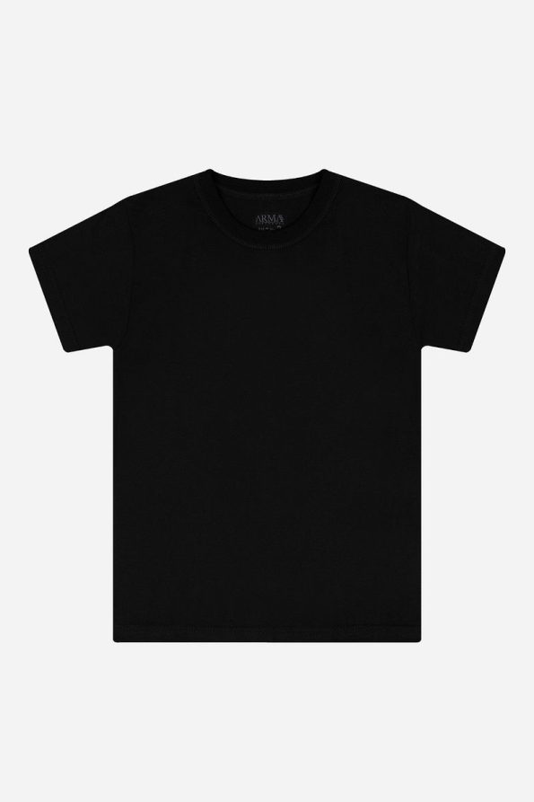 Star Emblem Boys' Black Crew Neck T-Shirt