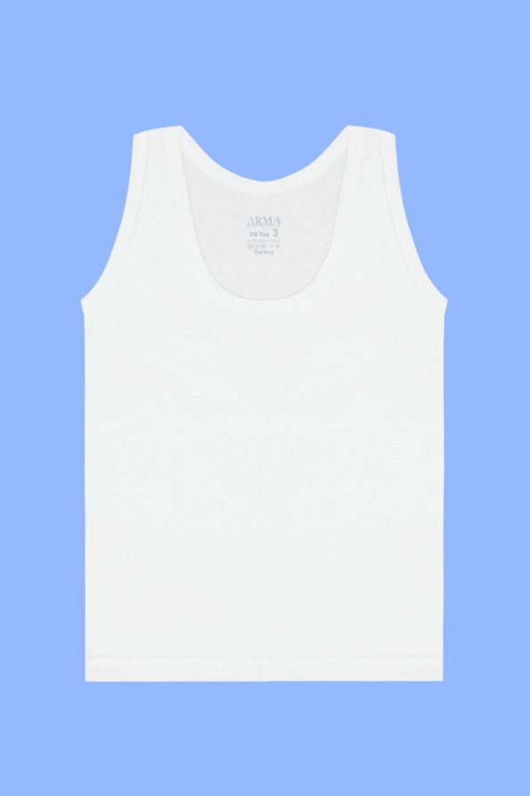 Star Emblem White 6-Pack Boys Ribbed Tank Tops 100% Cotton