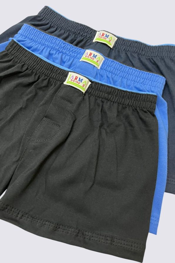 Embroidered Star Mixed Color Boys' Cotton Boxer Shorts 3-Pack
