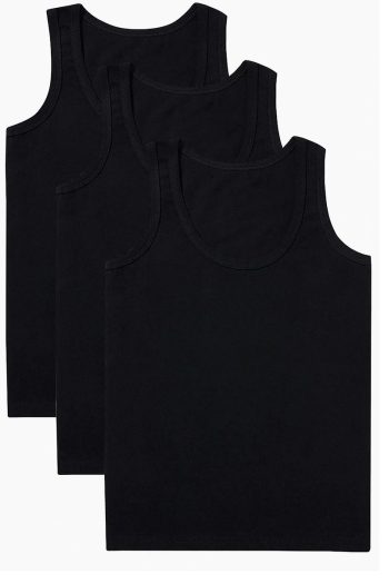 IC DUNYAM Boys' Cotton White/Black Tank Top 3-Pack