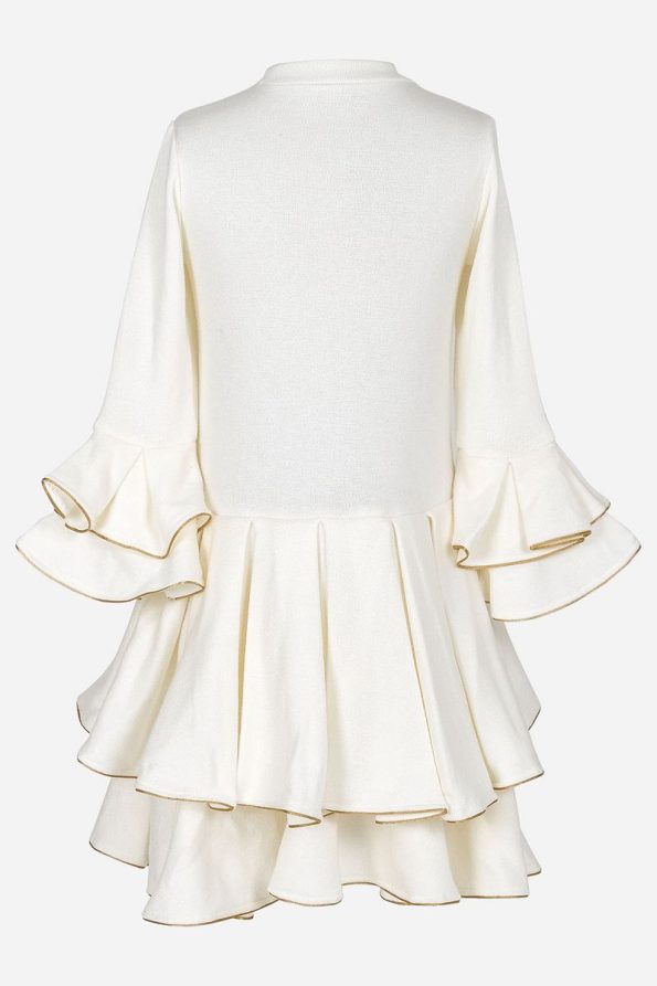 Augie Leauphant White Dress with Golden Trim