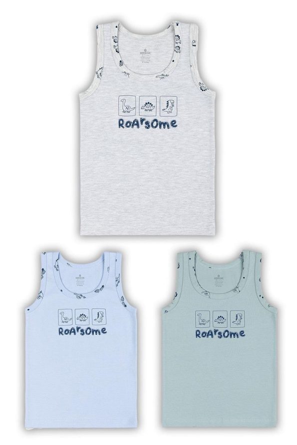 BAYKAR Boys' Cotton Printed Crew Neck Tank Top 3-Pack