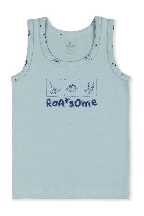 BAYKAR Boys' Cotton Printed Crew Neck Tank Top 3-Pack