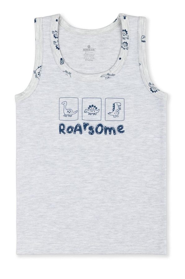 BAYKAR Boys' Cotton Printed Crew Neck Tank Top 3-Pack