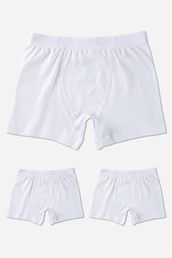 Baykar Boys' Cotton Classic Fit Boxers 3-Pack White
