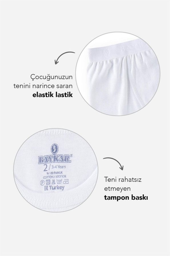 Baykar Boys' Cotton Classic Fit Boxers 3-Pack White